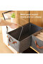 Set of 2 Wardrobe Cloth Organizer with Metal Frame & Lid Storage Basket with Handles Large - 6