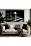 Amazing | Black&White Color Checkerboard Pattern Flower Model | Framed Tempered Glass Table Single Horizontal