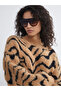 Quality Pieces from Çelebi Store Women's Triko Tunik with Vertical Roba Collar and Leopard Embroidery