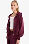 Cropped Fit Hooded Thick Zippered Sweatshirt Z7069Az25Wn