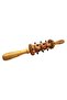Wooden Massage Roller with Decorative Beads, Traditional Design, Hand-Carved