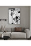 Amazing | Black & White Leafed Plant Model 01 | Framed Tempered Glass Table Single Vertical