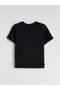 Alita City Lcw Kids Black Oval Collar Wednesday Printed Girls' T-Shirt with a Difference - 6