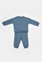 Baby Boy Cotton Blue Puzzle Patterned Tracksuit Set - Long Sleeve Sweatshirt and Pocket Detailed Trousers - 2