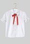 Girls' White Short Sleeve Lace Detail Red Ribbon Shirt April 23 October 29 Show Outfit - 3