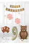 Pink Color Paw - Retro Bear Foil Balloon - Retro Birthday Set - Kraft Happy Writing Age 9