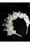 Pearl and White Flower Detailed Bridal Crown Engagement, Promise, Henna, Special Occasion Hair Accessory - 6