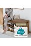 FFD Elegant Bamboo Shoe Rack Bench – 2-Tier Storage Seat with Cushion – Modern Entryway Cabinet - 7