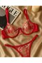 Pomegranate Flower Color Floral Embroidered Transparent 2-Piece Bra Set – Elegant and Feminine Touch - 7
