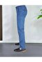 Classic Cut Blue Stretch Fabric Men's Classic Jeans with Side Pockets Stretch Fabric High Waist - 3