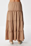 Flounced Summer Long Woven Skirt Lfz0005 Biscuit - 5