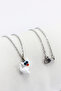 Stainless Steel Chain Evil Eye Glass Tiny Cute White Kitten Bijoux Necklace, Gift Necklace