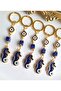 Luxury Gift 5-Piece Zircon Stone Evil Eye Beaded Seahorse Navy Blue Luck Charm Keychain - 6