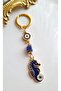 Luxury Gift 5-Piece Zircon Stone Evil Eye Beaded Seahorse Navy Blue Luck Charm Keychain - 7