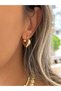 Gold Domed Heart Earrings - 2