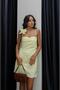 Yellow Tie-Up Dress with Floral Detail - 3