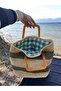 Daily Straw and Green Color Daily Beach Bag Summer Handbag Hand Knitted - 5