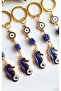Luxury Gift 5-Piece Zircon Stone Evil Eye Beaded Seahorse Navy Blue Luck Charm Keychain - 3