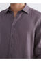 Regular Fit Long Sleeve 100% Linen Men's Shirt - 3