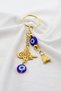 Gold Colored Evil Eye Beaded Wreath Ottoman Tughra Keychain, Evil Eye Gift Bag Ornament - 7