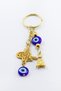 Gold Colored Evil Eye Beaded Wreath Ottoman Tughra Keychain, Evil Eye Gift Bag Ornament - 6