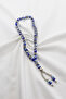 Navy Blue Glass Evil Eye Beaded Silver Beaded Tassel Prayer Beads, Evil Eye Beaded Gear Ornament - 3
