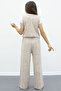 Brown Buttoned Vest Set Wide-Leg Belted Trousers Girls' 2-Piece Set 21011 - 6