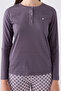 Women's Gray Long Sleeve Pajama Set - 4