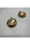 Steel Gold Minimal Hoop Earrings - Gold - 2