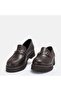 Large size women's loafer shoes genuine leather brown - 3