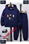 Children's Unisex "5Li Cat Drawing" Special Printed Hooded Tracksuit Set