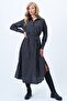Women's Black Polka Dot Patterned Woven Viscon Shirt Dress Alc-X6247-1