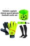 Adult Champions League Sleeves Goalkeeper Gloves Black Soccer Sock Set with Wrist Bandage