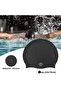 Classic Swimming Cap  Unisex (Black, Free Size - Elastic) Silicon Waterproof Swim Cap - 2