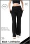 Women's Leggings Pants Lycra High Waist Gathering Fabric Black/Anthracite Stripe Detailed with Pockets 1042 - 2