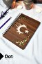Turkish Flag Wooden Cover Spiral Notebook - Dotted Notebook - 60 Sheets (120 Pages) - A5 15X21 cm