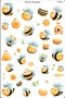 17X25Cm Cute Honey Bee Sticker Sheet 38Pcs Decals for Laptop Sticker Agenda Scrapbook