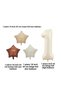 9 Year Old Retro Cream Beige Brown Star Foil Balloon Set with Cream Numbers Birthday Stylish Party Ornament - 2