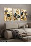 Elegant Gold Leaf Flowers 3 Piece Wooden Framed Painting Act - 4