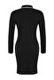 Teen Siyah Bodycone Polo Yaka Mini Triko Düz Mini Elbise TWOAW26EL00053 - 6