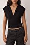 Siyah Fitted/Vücuda Oturan Büzgü/Drape Detaylı Örme Bluz TWOSS25BZ00605 - 3