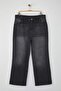 Antrasit Yüksek Bel Geniş Paça Comfort/Orta Esnek Büyük Beden Wide Leg Jeans TBBAW23CJ00020 - 7