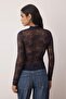 Navy Mock Neck Lace Party Unlined Blouse TPRAW26BZ00017 - 5
