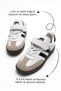 Daily White Black Unisex Kids Sneaker Lace-Up Lightweight Flexible Non-Slip Sole Shoes 105
