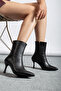 Pointed Toe Thin Heel Black Boots - 3