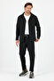 Lucos Men's Black Lycra Stretch Fabric 2-Piece Overshirt Jacket + Jogger Elastic Pants