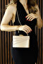 Ten Satin Stone Metal Handle Chain Strap Evening Dress Bag - 3