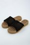 Black Open Front Straw Knitted Outdoor and Home Slippers (PATTERN RENEWED.) - 8