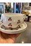 Cherry Pattern Hand-Embroidered Plate Ceramic Mug, Mug Turkish Coffee, Tea Glass - 5