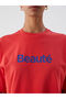Crew Neck Printed Oversize Women's T-Shirt - 4